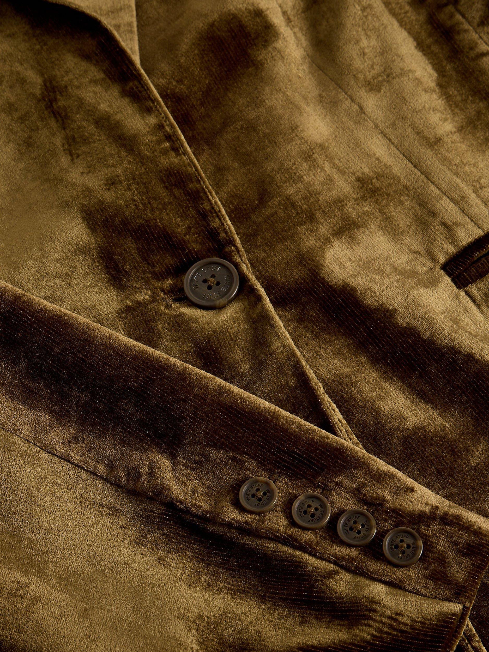 Product image 6 of 6, which shows White Stuff Evelyn Velvet Single-Breasted Blazer , Dk Chart, 6