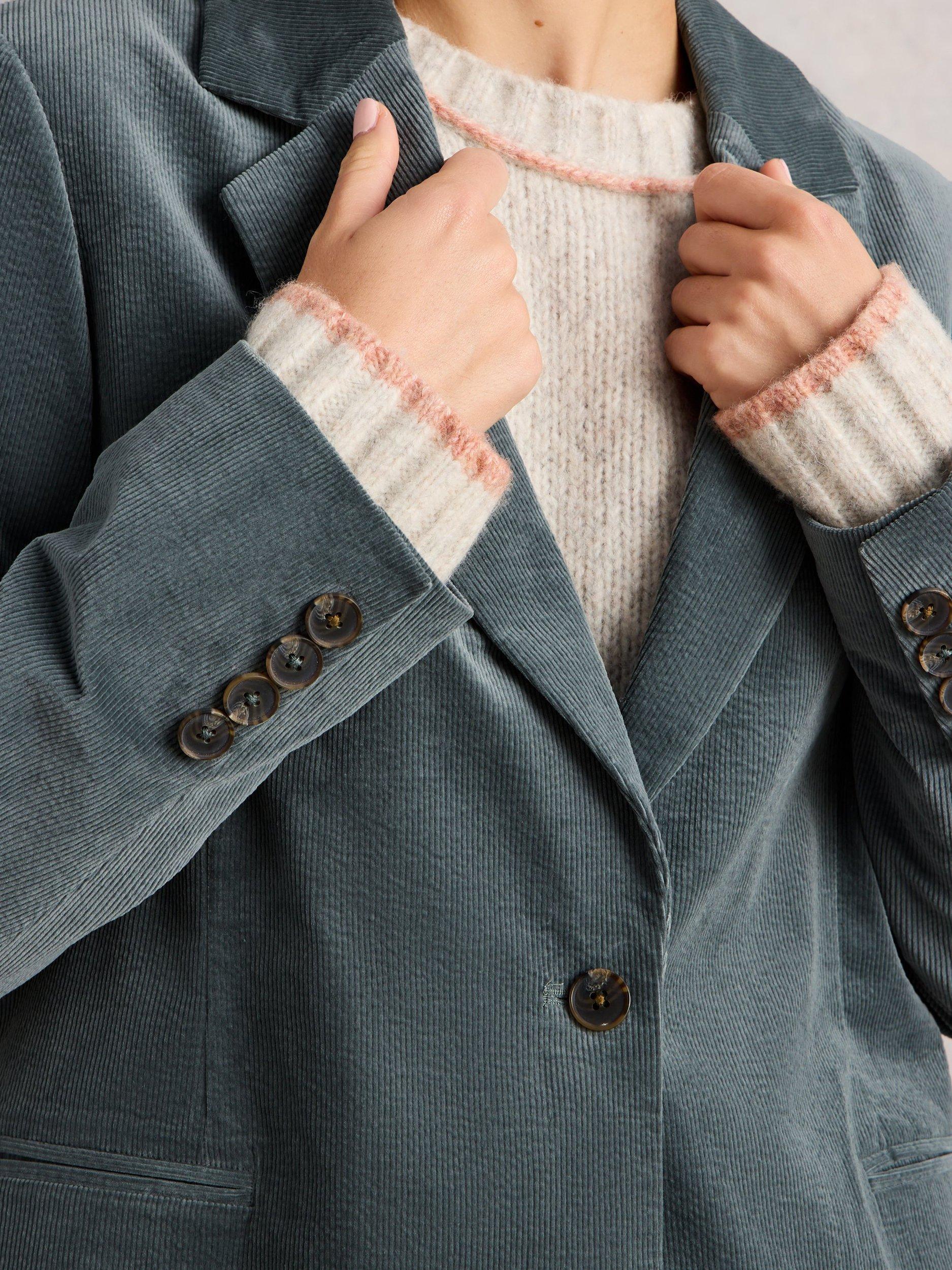 Product image 3 of 7, which shows White Stuff Evelyn Corduroy Blazer, Dark Green, 12