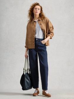 White Stuff Aubrey Cotton Blend Barrel Cut Jeans, Dark Blue