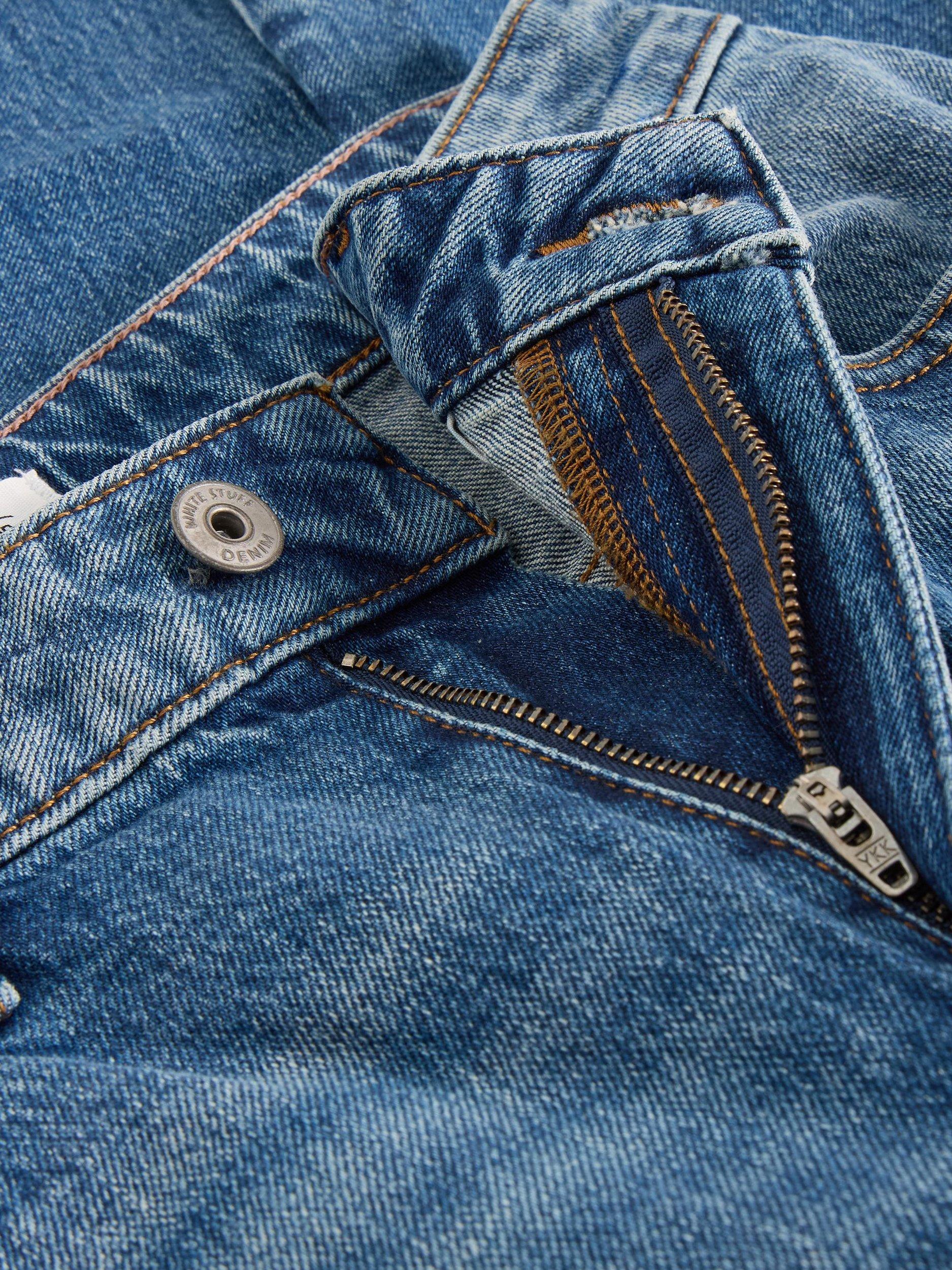 Product image 6 of 6, which shows White Stuff Aubrey Cotton Blend Barrel Cut Jeans, Mid Blue, 6S