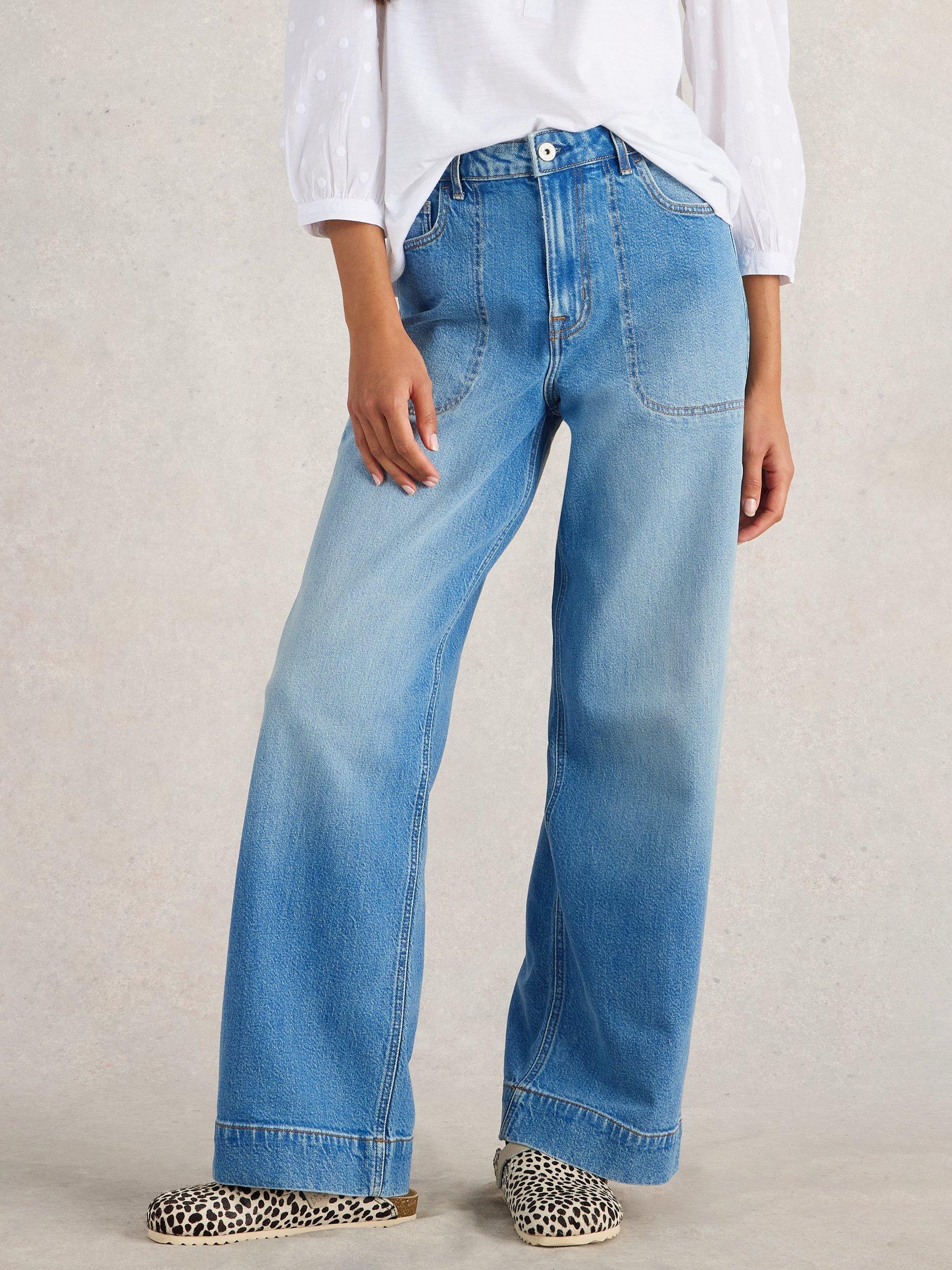 Product image 4 of 6, which shows White Stuff Tia High Waist Jeans, Mid Blue, 6S