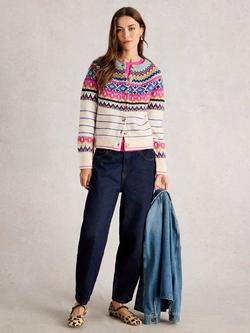 White Stuff Arctic Fair Isle Cardigan, Ivory/Multi