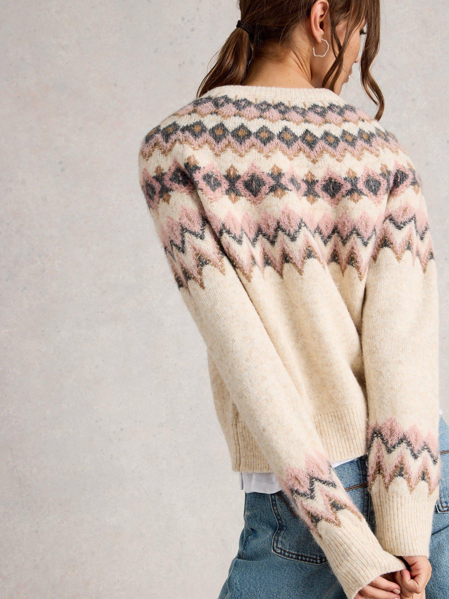 Product image 2 of 6, which shows White Stuff Arctic Fair isle Cardigan, Natural, 10