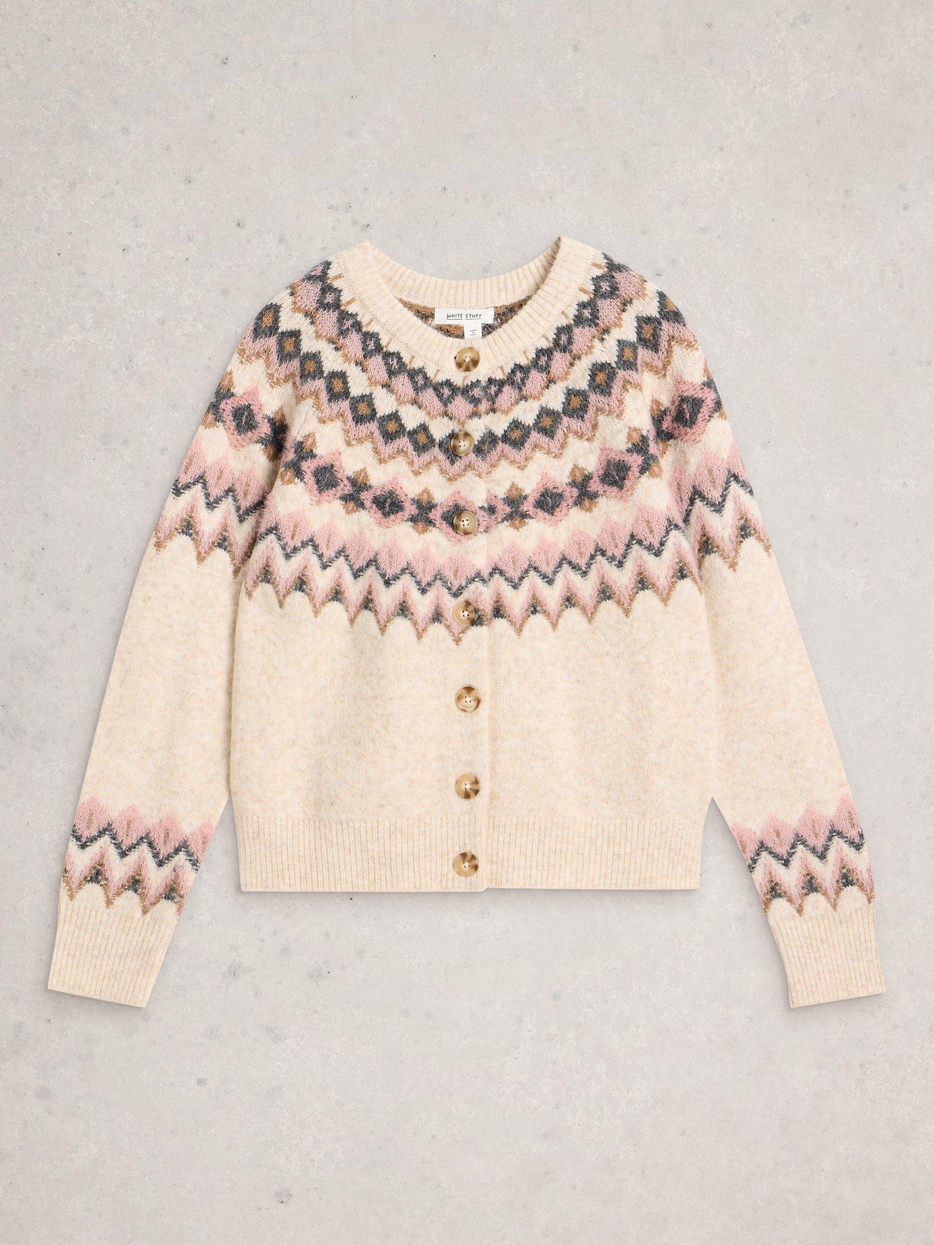 Product image 5 of 6, which shows White Stuff Arctic Fair isle Cardigan, Natural, 10