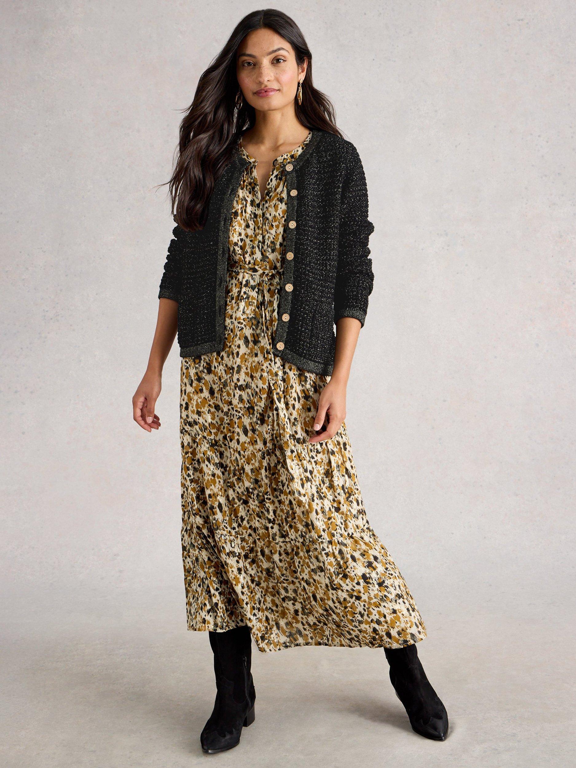 Product image 1 of 6, which shows White Stuff Belle Sparkle Cardigan, Pure Black, 12