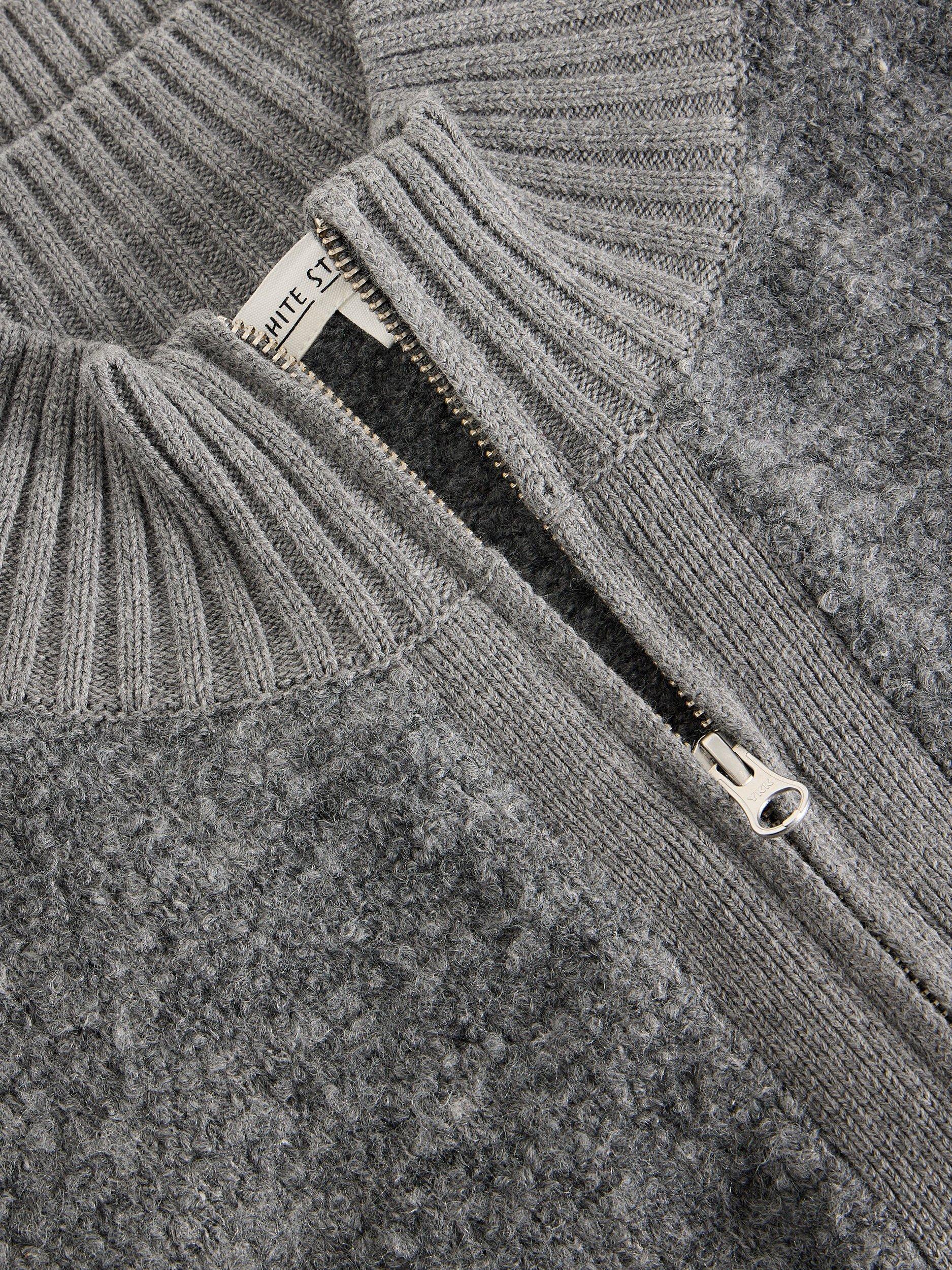 Product image 6 of 6, which shows White Stuff Bobby Boucle Zip Through Cardigan, Mid Grey, 6