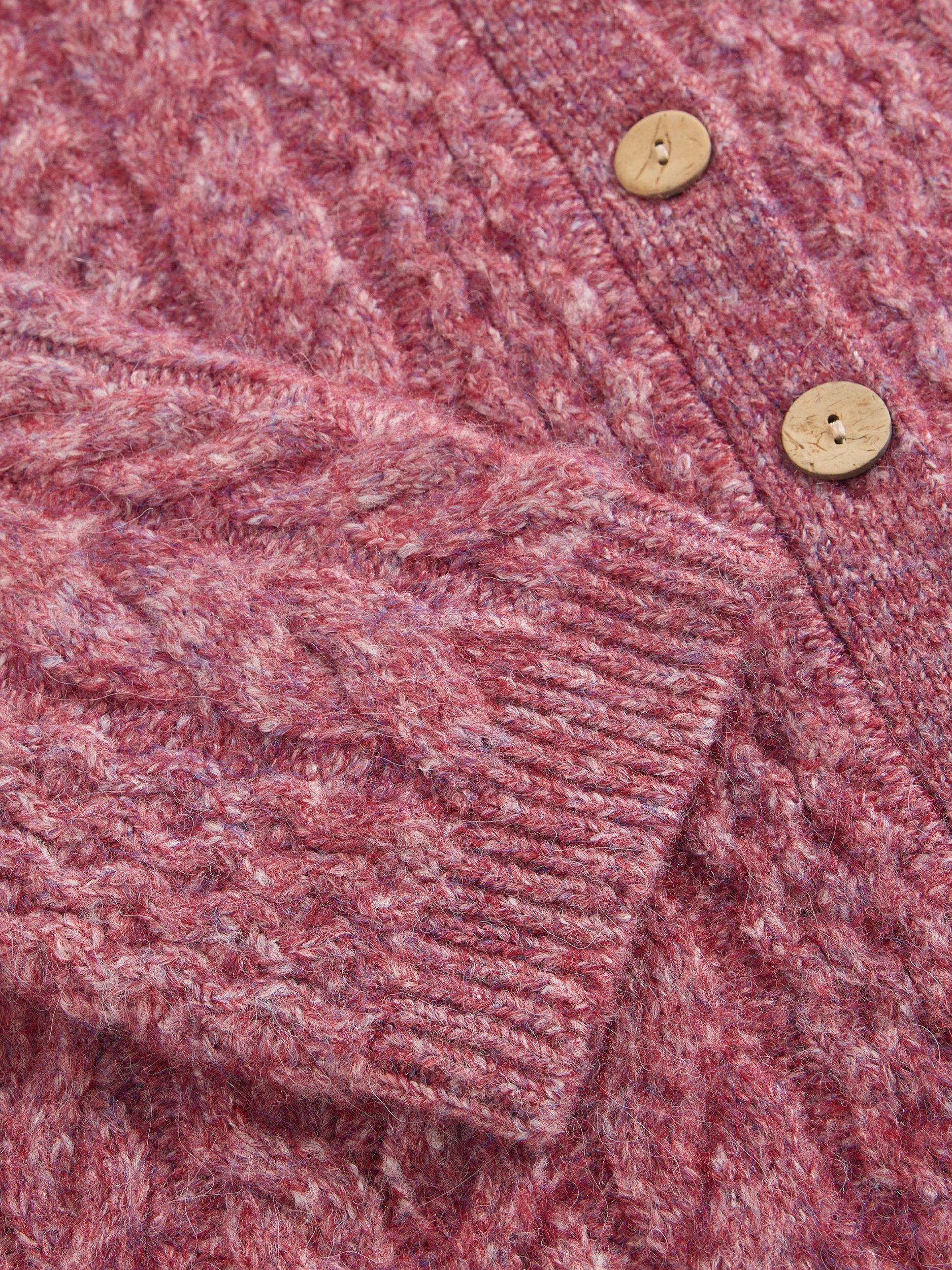 Product image 6 of 6, which shows White Stuff Carly Crew Neck Chunky Cardigan, Mid Pink, 16