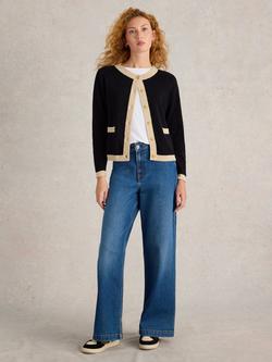 White Stuff Charlotte Colour Block Cardigan, Black
