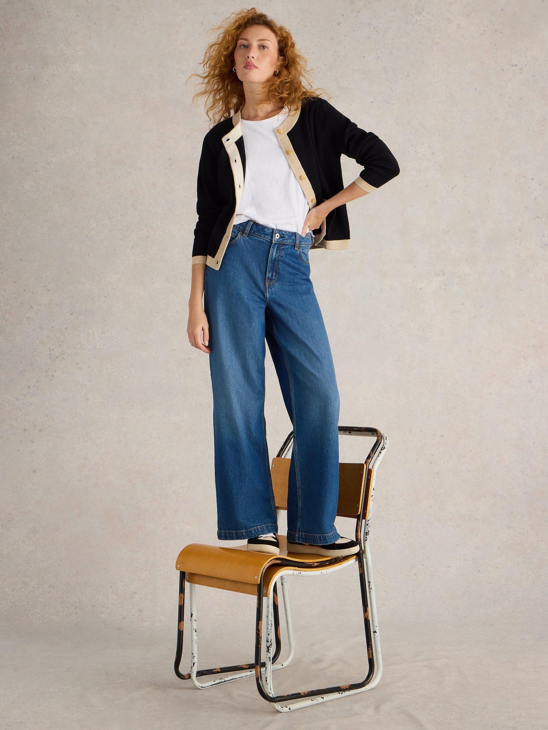 Product image 4 of 7, which shows White Stuff Charlotte Colour Block Cardigan, Black, 6