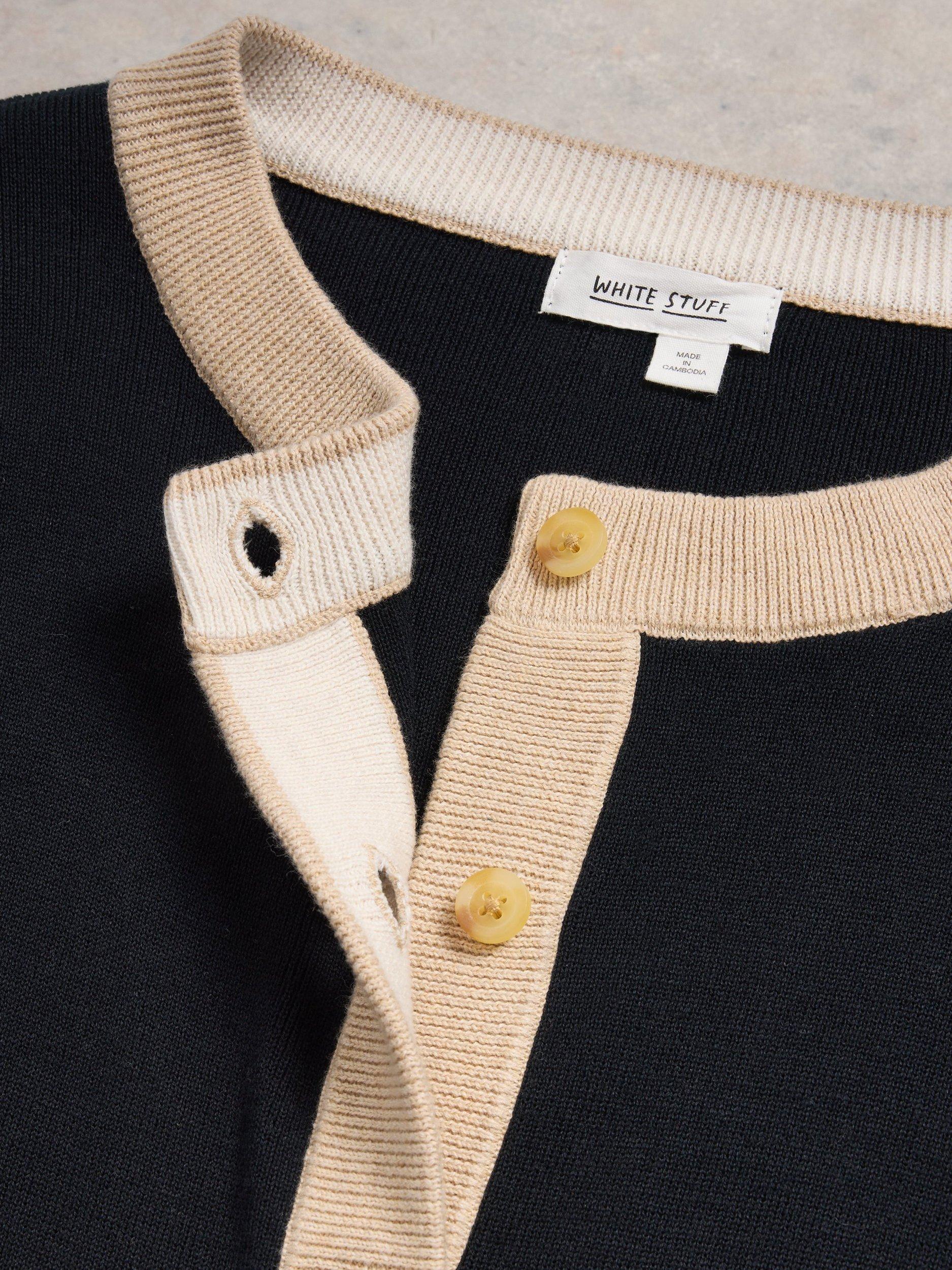 Product image 6 of 7, which shows White Stuff Charlotte Colour Block Cardigan, Black, 6