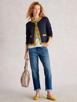 White Stuff Charlotte Colour Block Cardigan, Dark Navy