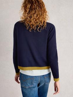 White Stuff Charlotte Colour Block Cardigan - view 2, Dark Navy