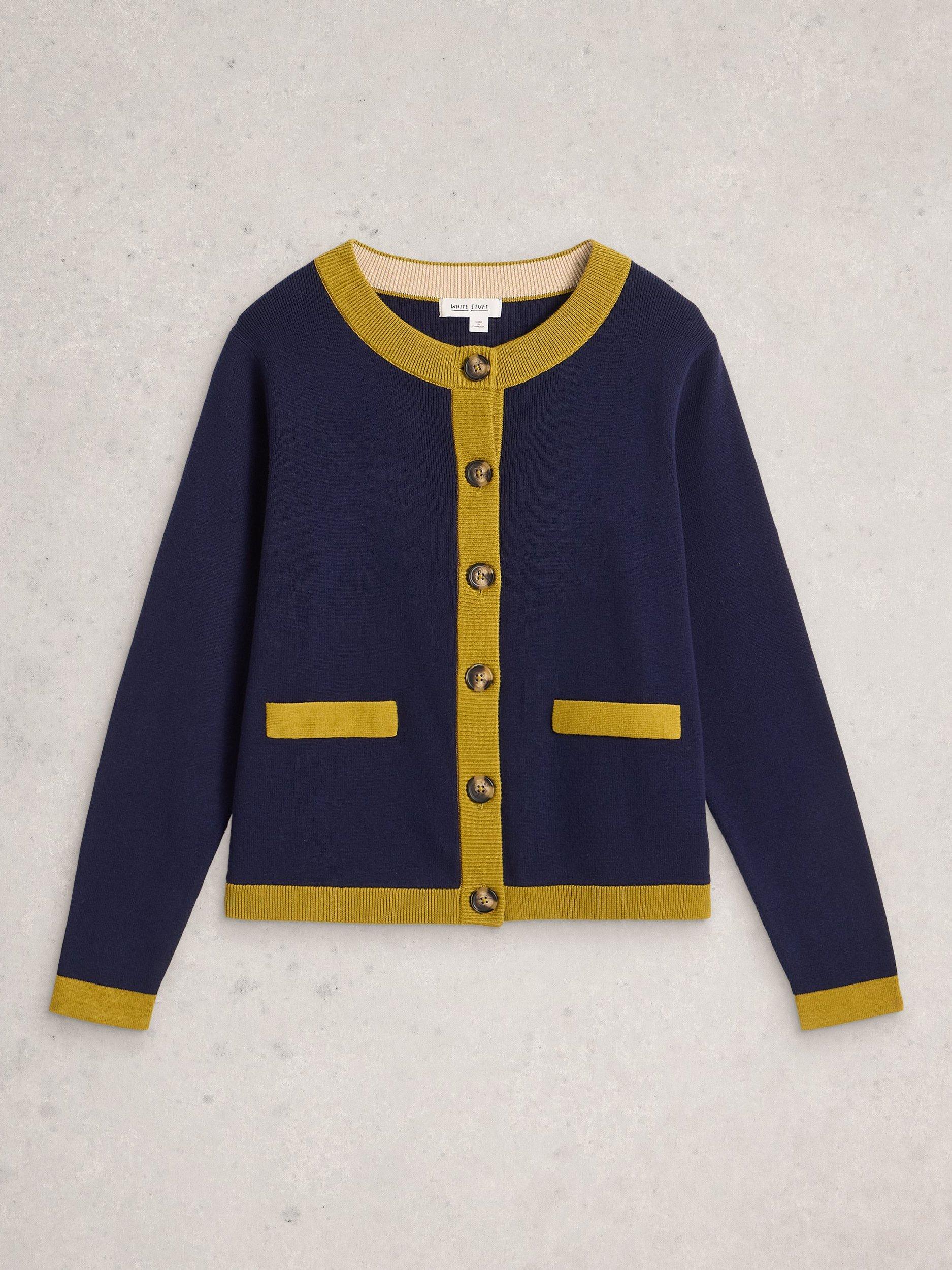 Product image 5 of 6, which shows White Stuff Charlotte Colour Block Cardigan, Dark Navy, 6