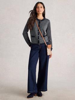 White Stuff Charlotte Sparkle Cardigan, Dark Navy, Dark Navy