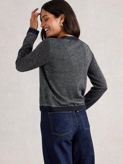 White Stuff Charlotte Sparkle Cardigan, Dark Navy - view 2, Dark Navy