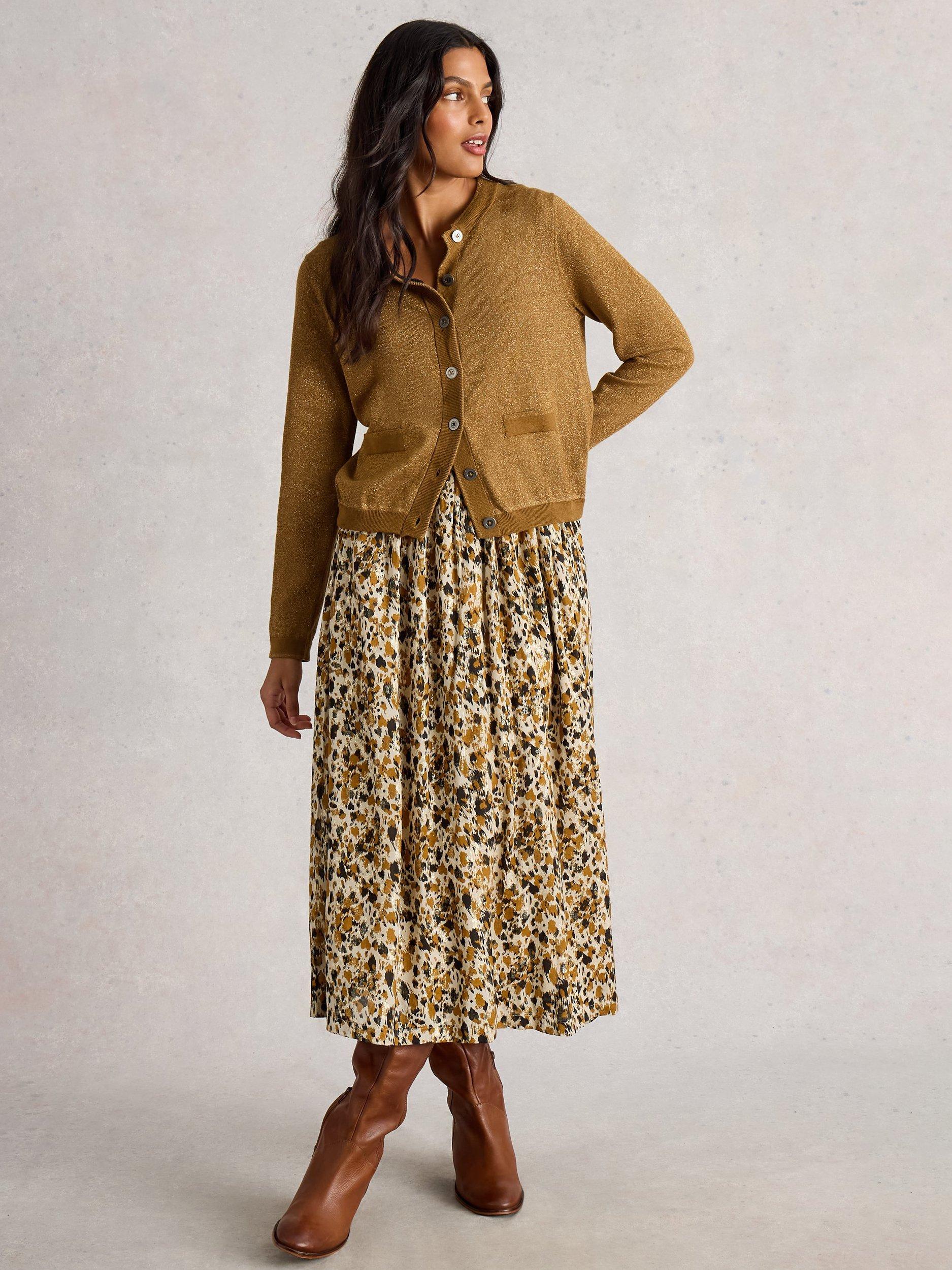 Product image 1 of 6, which shows White Stuff Charlotte Sparkle Cardigan, Dark/Chart, 12