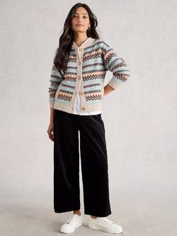 White Stuff Georgina Fair Isle Stripe Cardigan, Natural/Multi, Natural/Multi