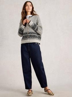 White Stuff Holly Fair Isle Heart Cardigan, Ivory/Multi, Ivory/Multi