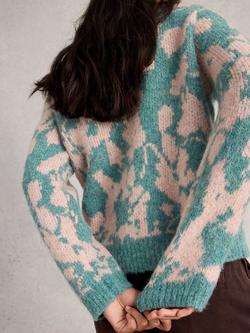 White Stuff Jennifer Floral V Neck Chunky Cardigan - view 2, Green/Multi