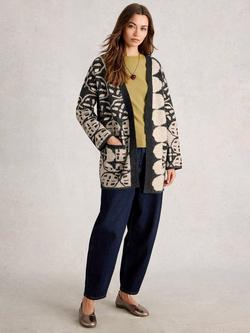 White Stuff Jewel Geometric Open Neck Cardigan, Natural/Multi, Natural/Multi