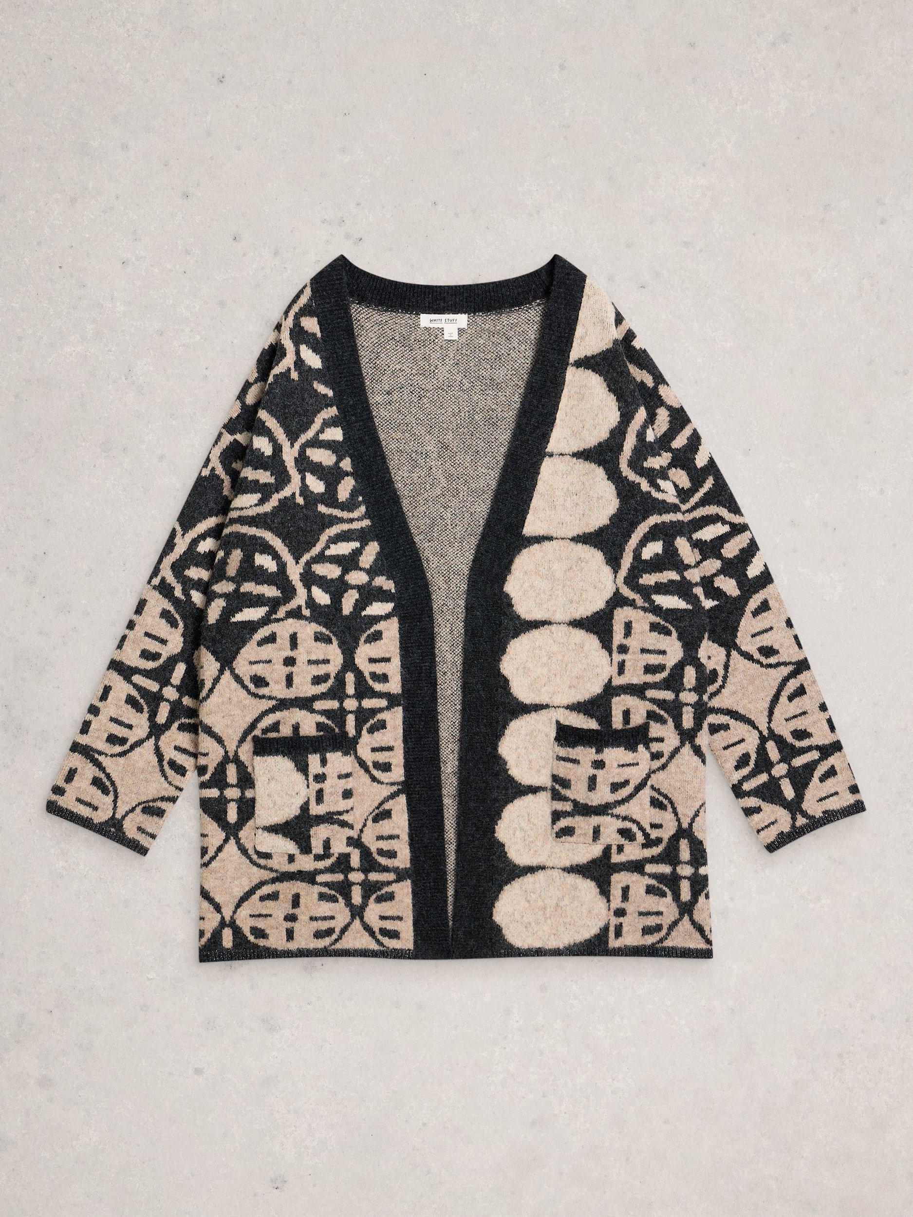 Product image 5 of 6, which shows White Stuff Jewel Geometric Open Neck Cardigan, Natural/Multi, S
