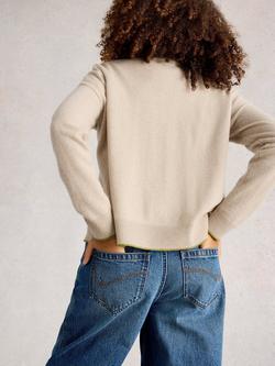 White Stuff Kitty Pure Cashmere Cardigan, Light Natural - view 2, Light Natural
