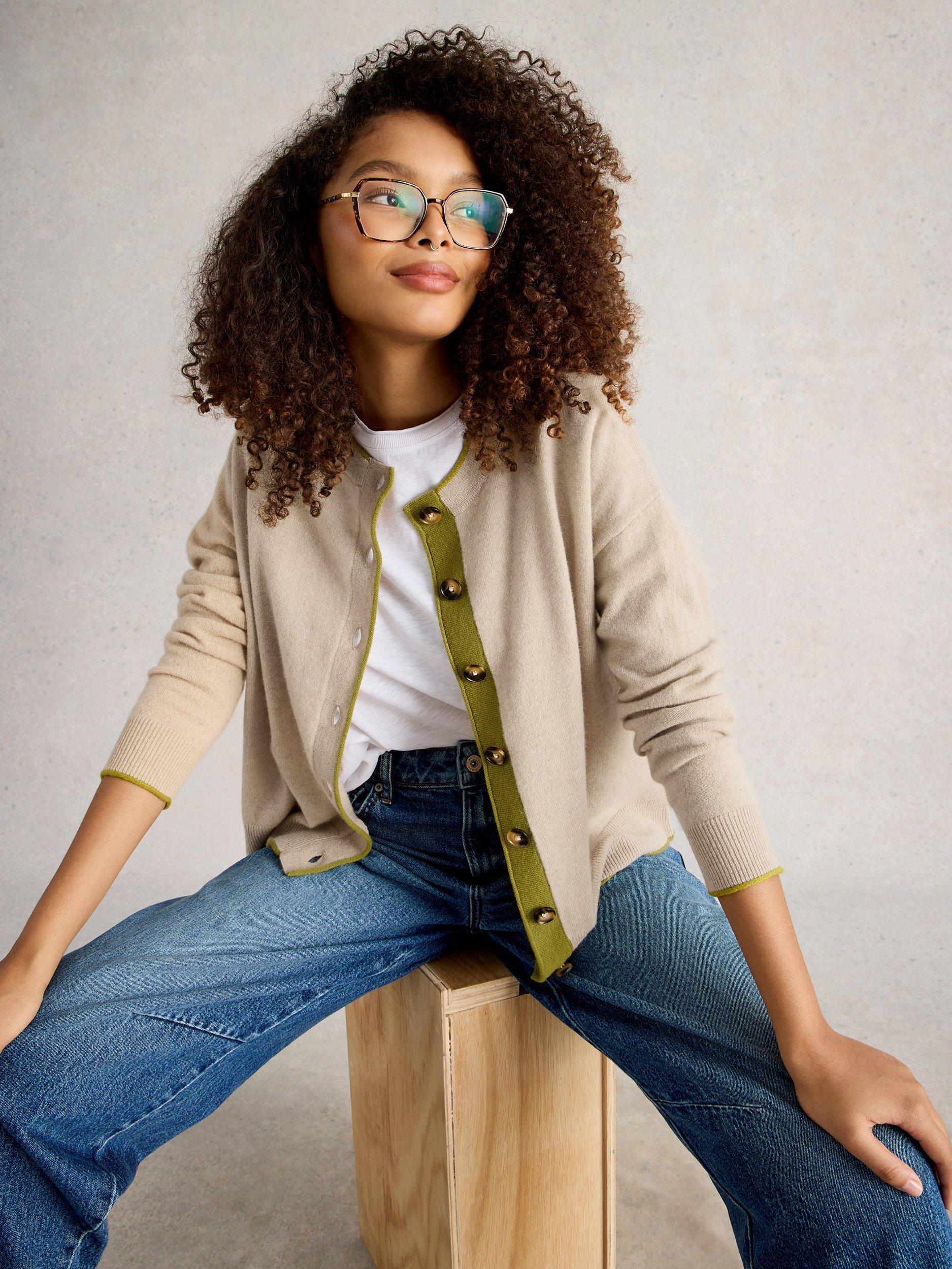 Product image 4 of 6, which shows White Stuff Kitty Pure Cashmere Cardigan, Light Natural, 14