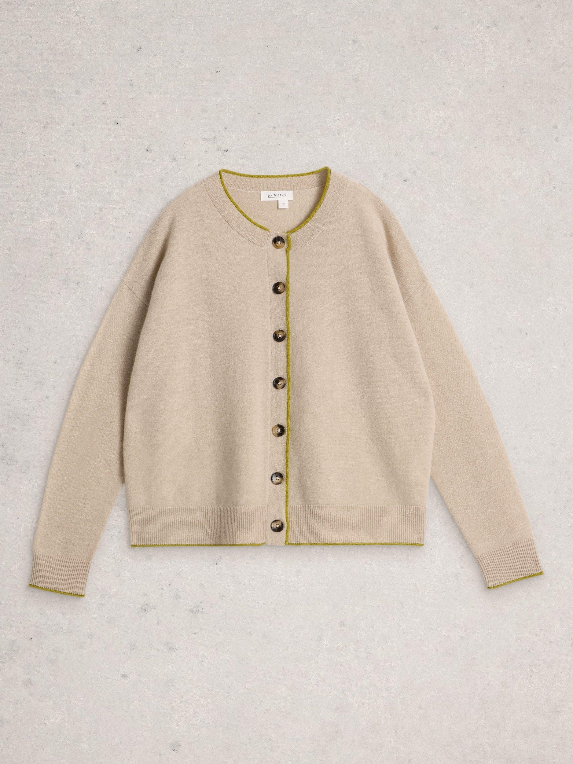 Product image 5 of 6, which shows White Stuff Kitty Pure Cashmere Cardigan, Light Natural, 14