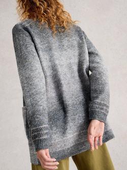 White Stuff Lilbet Open Neck Wool Blend Cardigan - view 2, Grey/Multi