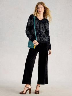 White Stuff Lulu Floral Cardigan, Black/Multi, Black/Multi
