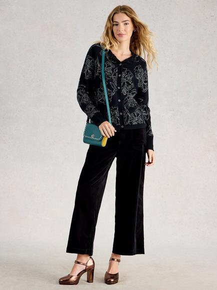 White Stuff Lulu Floral Cardigan, Black/Multi, Black/Multi