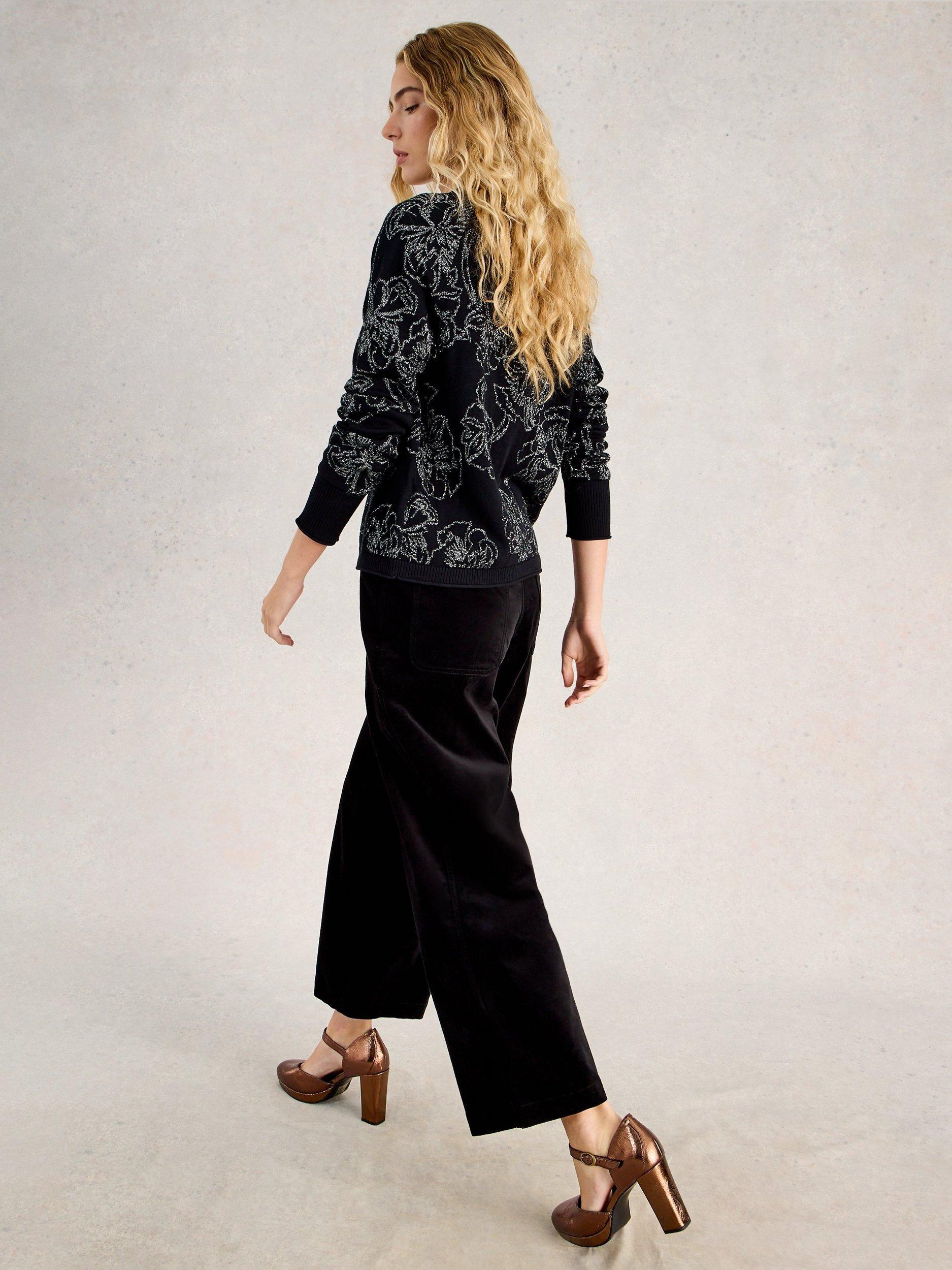 Product image 2 of 6, which shows White Stuff Lulu Floral Cardigan, Black/Multi, 6