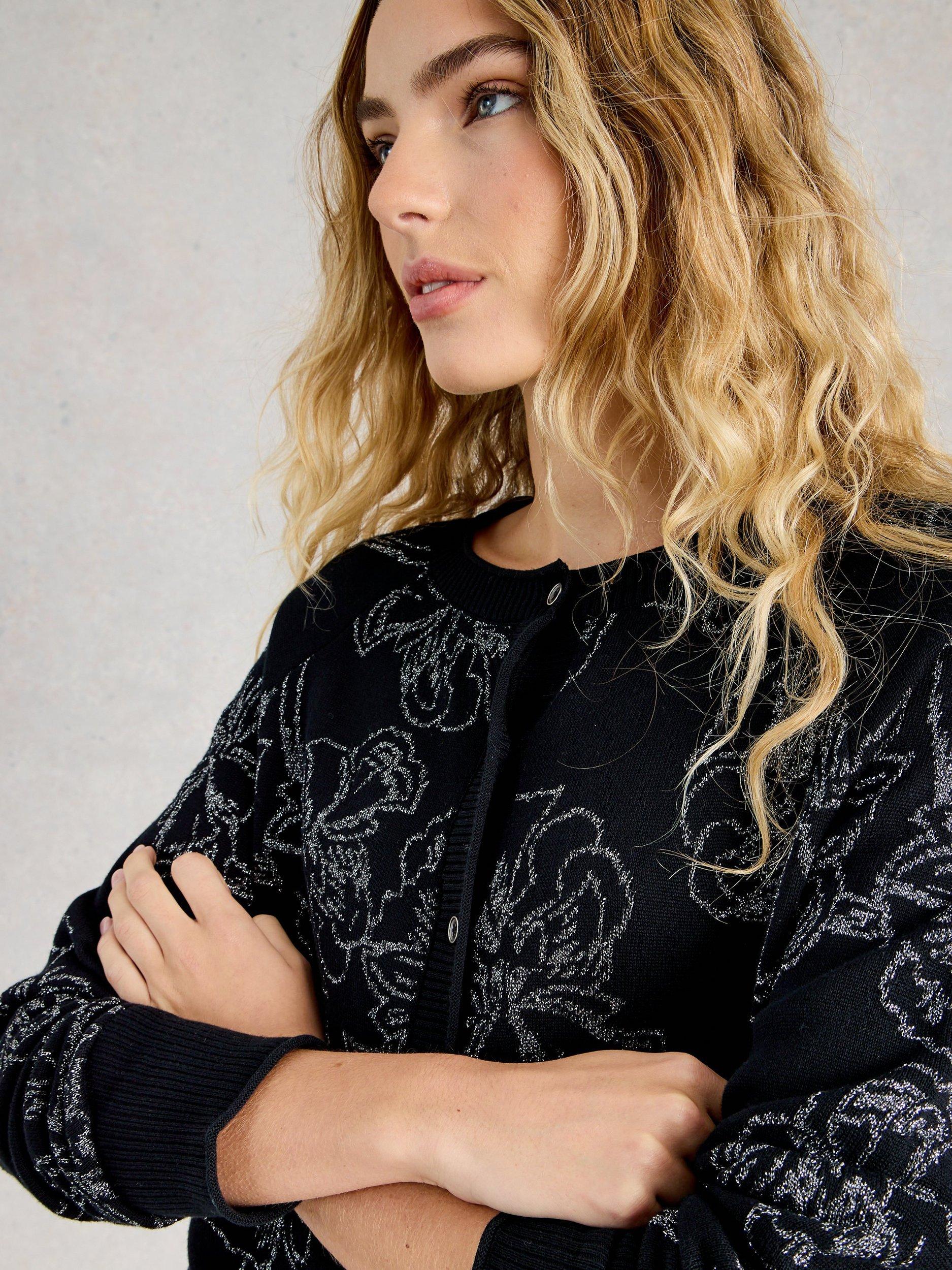 Product image 3 of 6, which shows White Stuff Lulu Floral Cardigan, Black/Multi, 6