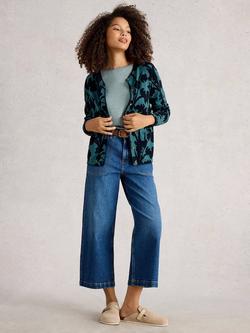 White Stuff Lulu Leaves Cardigan, Blue/Multi, Blue/Multi
