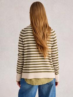 White Stuff Lulu Striped Organic Cotton Cardigan - view 2, Natural/Multi