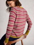 White Stuff Lulu Textured Stripe Cardigan, Pink/Multi