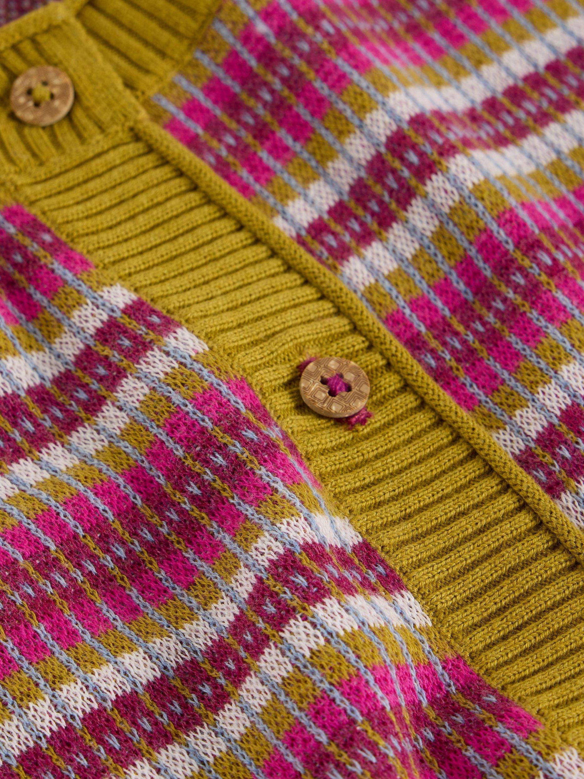 Product image 6 of 6, which shows White Stuff Lulu Textured Stripe Cardigan, Pink/Multi, 6