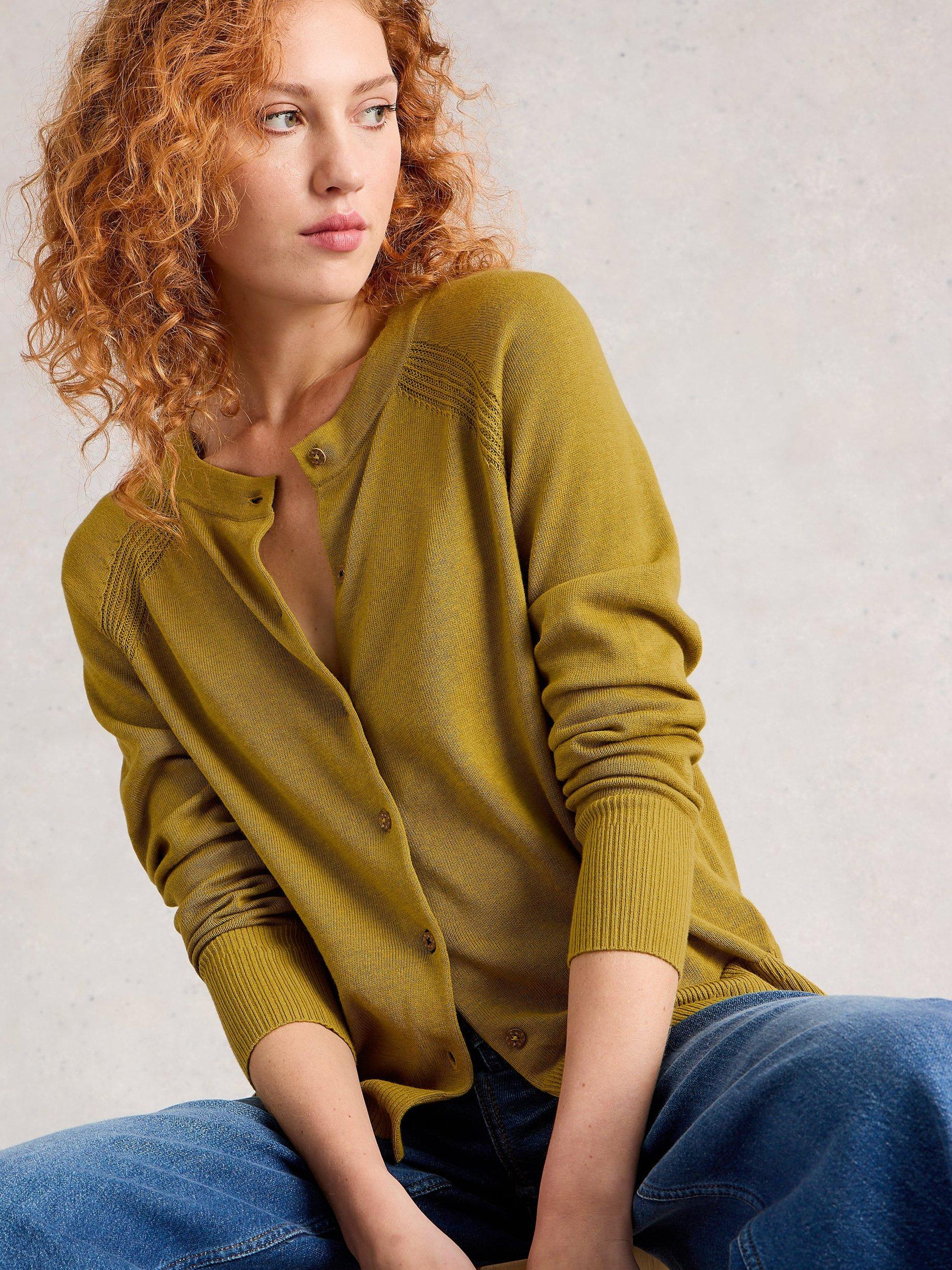 Product image 3 of 6, which shows White Stuff Lulu Fine Knit Crew Neck Cardigan, Mid Chart, 8