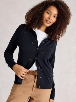 White Stuff Lulu Embroidered Cardigan, Navy/Multi, Navy/Multi