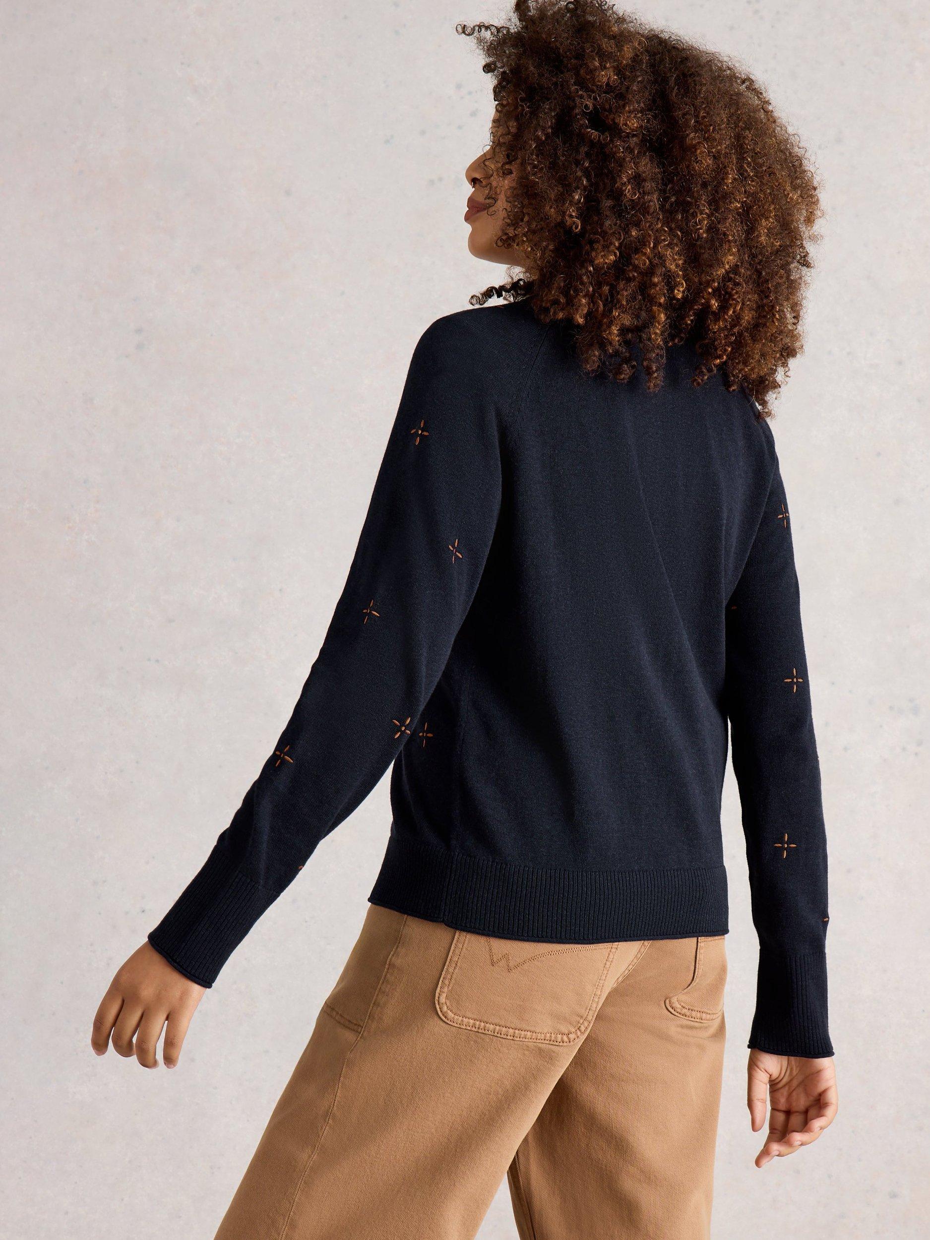 Product image 2 of 6, which shows White Stuff Lulu Embroidered Cardigan, Navy/Multi, 8