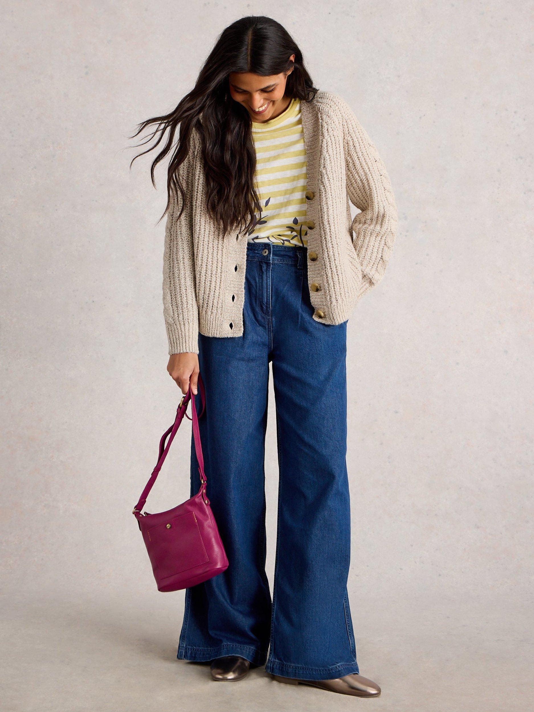 White Stuff Sally Textured V-Neck Buttoned Cotton Blend Cardigan