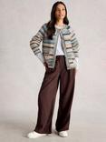 White Stuff Suzanna Wool Blend Stripe Long Sleeve Crew Neck Cardigan