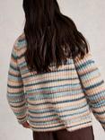 White Stuff Suzanna Wool Blend Stripe Long Sleeve Crew Neck Cardigan