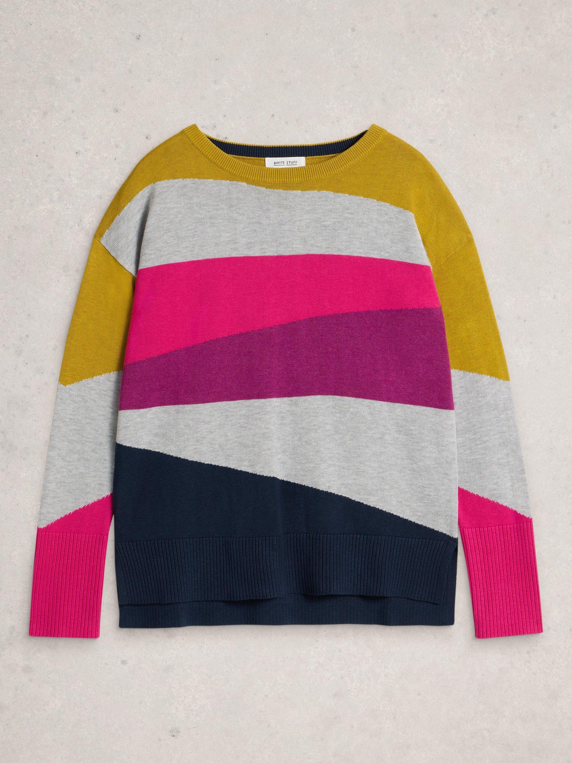 Product image 1 of 6, which shows White Stuff Olive Abstract Jumper, Plum/Multi, 10