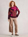 White Stuff Olive Abstract Jumper, Plum/Multi