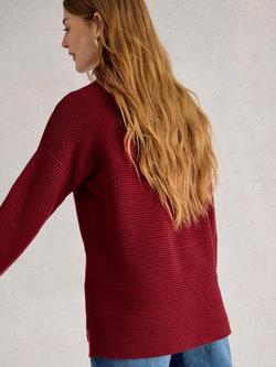 White Stuff Jana Rib Pure Organic Cotton Jumper - view 2, Deep Red