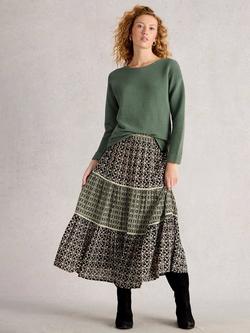 White Stuff Jana Cotton Long Sleeve Crew Neck Jumper, Khaki