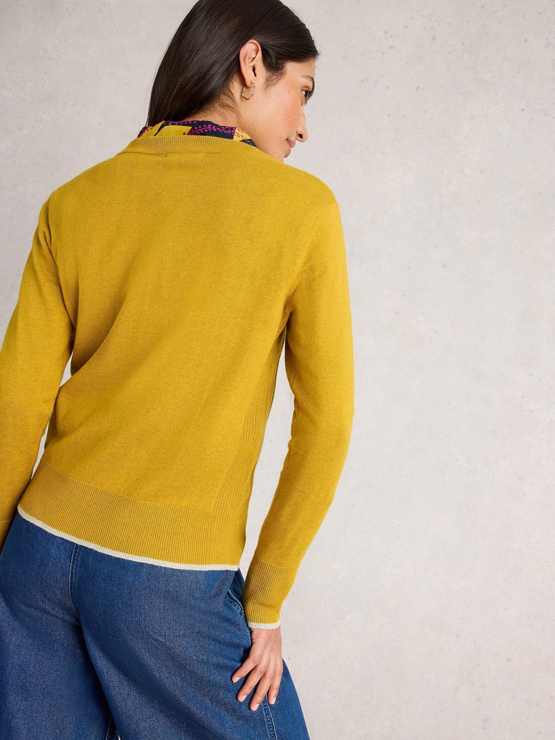 Product image 2 of 6, which shows White Stuff Katie Cotton Blend Long Sleeve Round Neck Jumper, Mid Yellow, 10