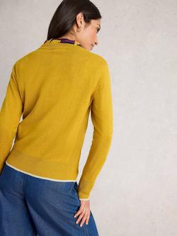 White Stuff Katie Cotton Blend Long Sleeve Round Neck Jumper - view 2, Mid Yellow