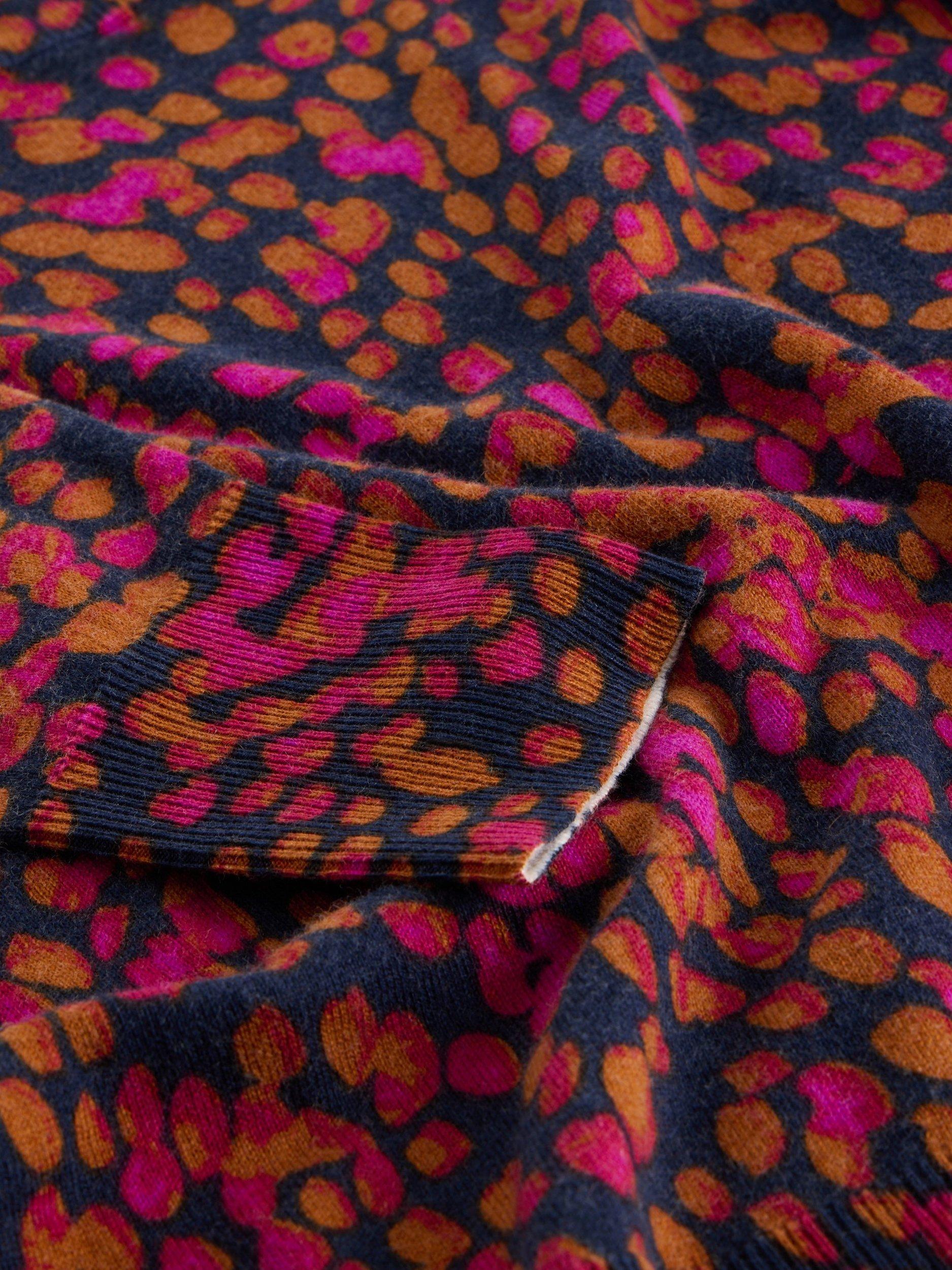 Product image 6 of 6, which shows White Stuff Katie Wool Blend Animal Pattern Long Sleeve Round Neck Jumper , Navy/Multi, 6